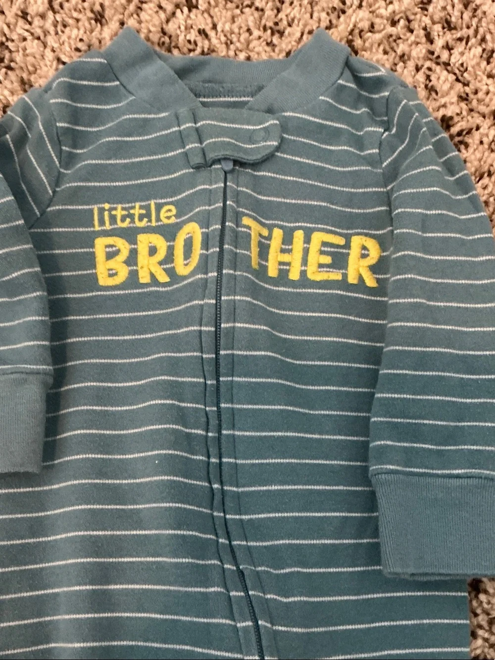Bundle of One-Piece Footed Pajama - Gray Moon & Teal Stripes